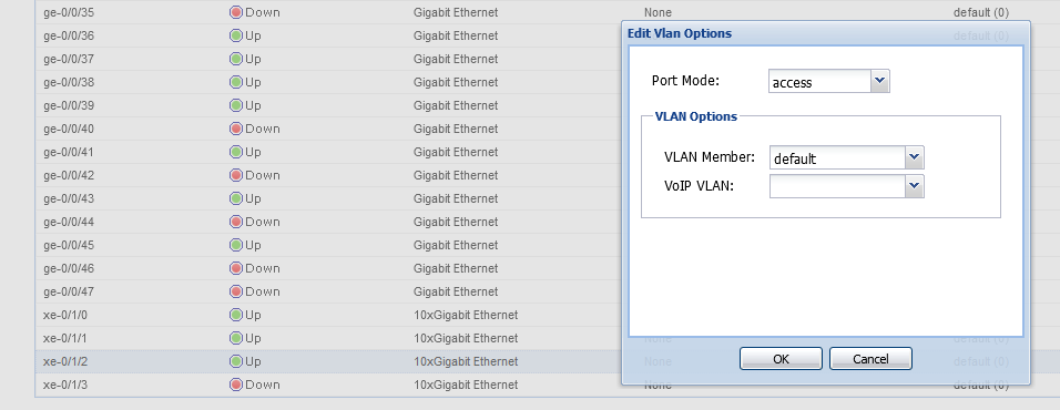 Juniper EX3300 xe port VLAN options